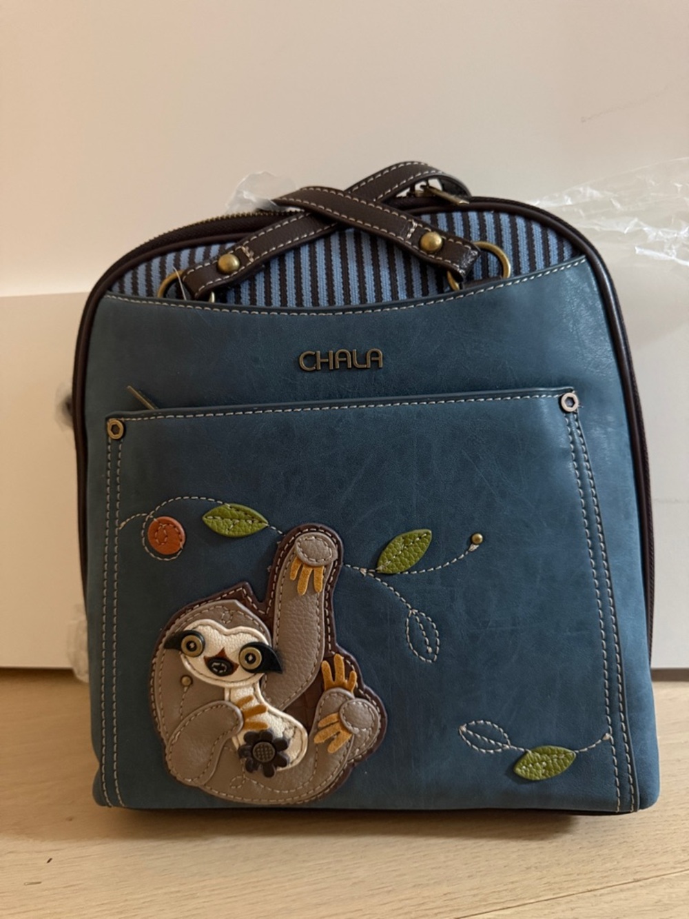 Chala Teal Sloth Applique Women’s Backpack